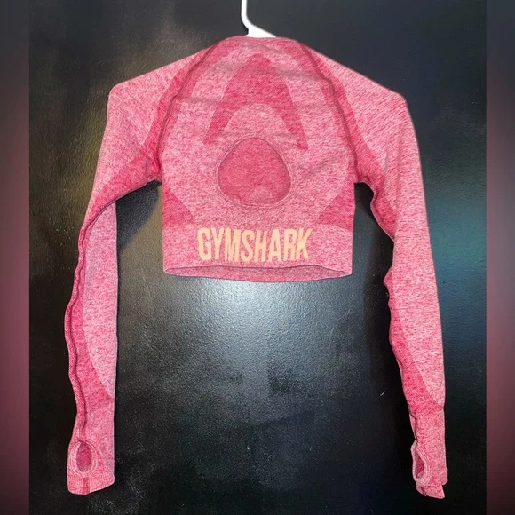 Gymshark Red Cropped Long Sleeve Size Small - Picture 2 of 3
